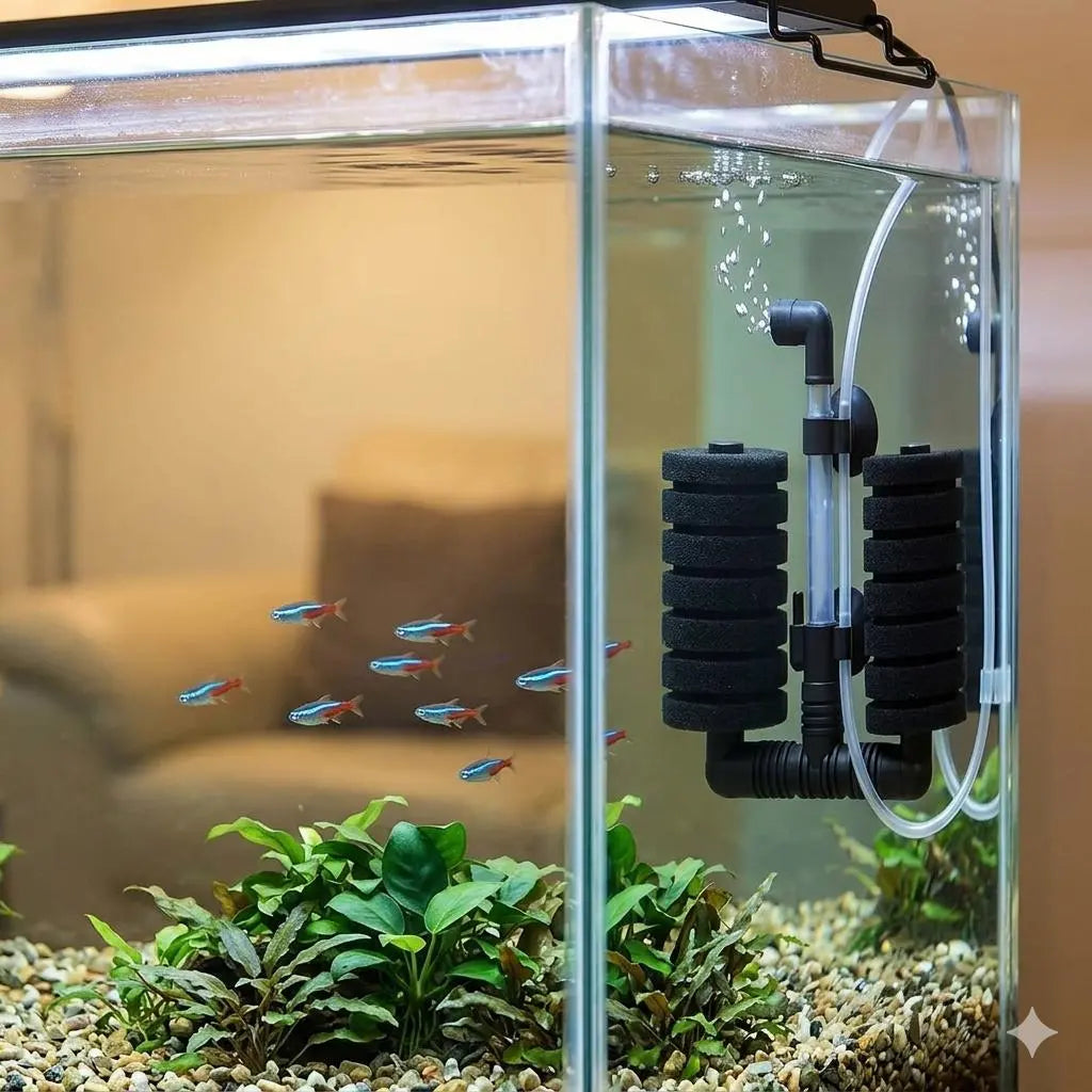 Aqua Dream Dual Head Bio-Sponge Fish Tank Filters Set, 2-Pack Aquarium Pumps & Filters Accessories, Breeding-Safe, Suitable for up to 10-Gal Small Fish Tanks