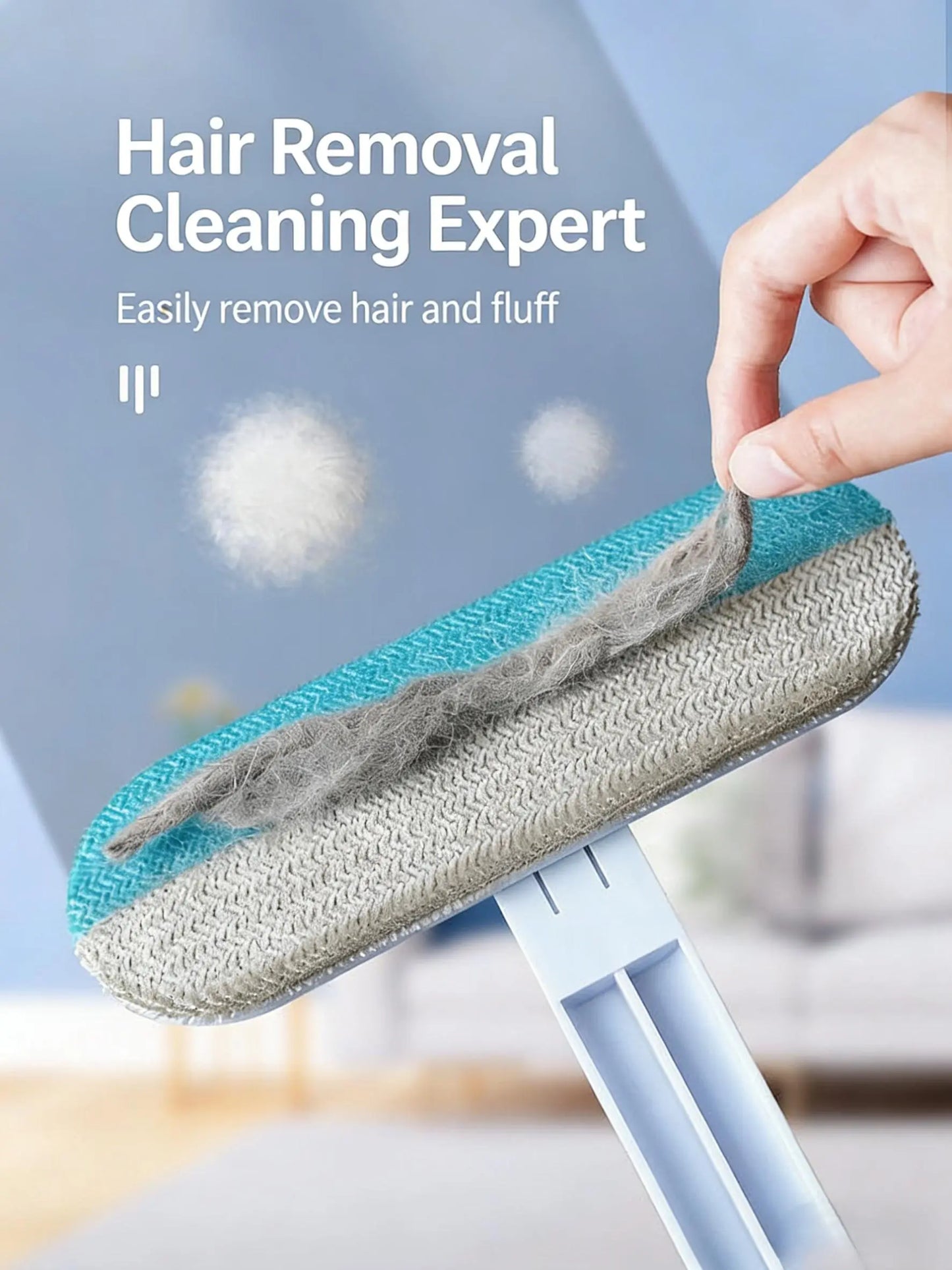 4-in-1 Long Handle Pet Fur Removal Brush and Washable Cleaning Gloves Set for Indoor Pet Hair Management