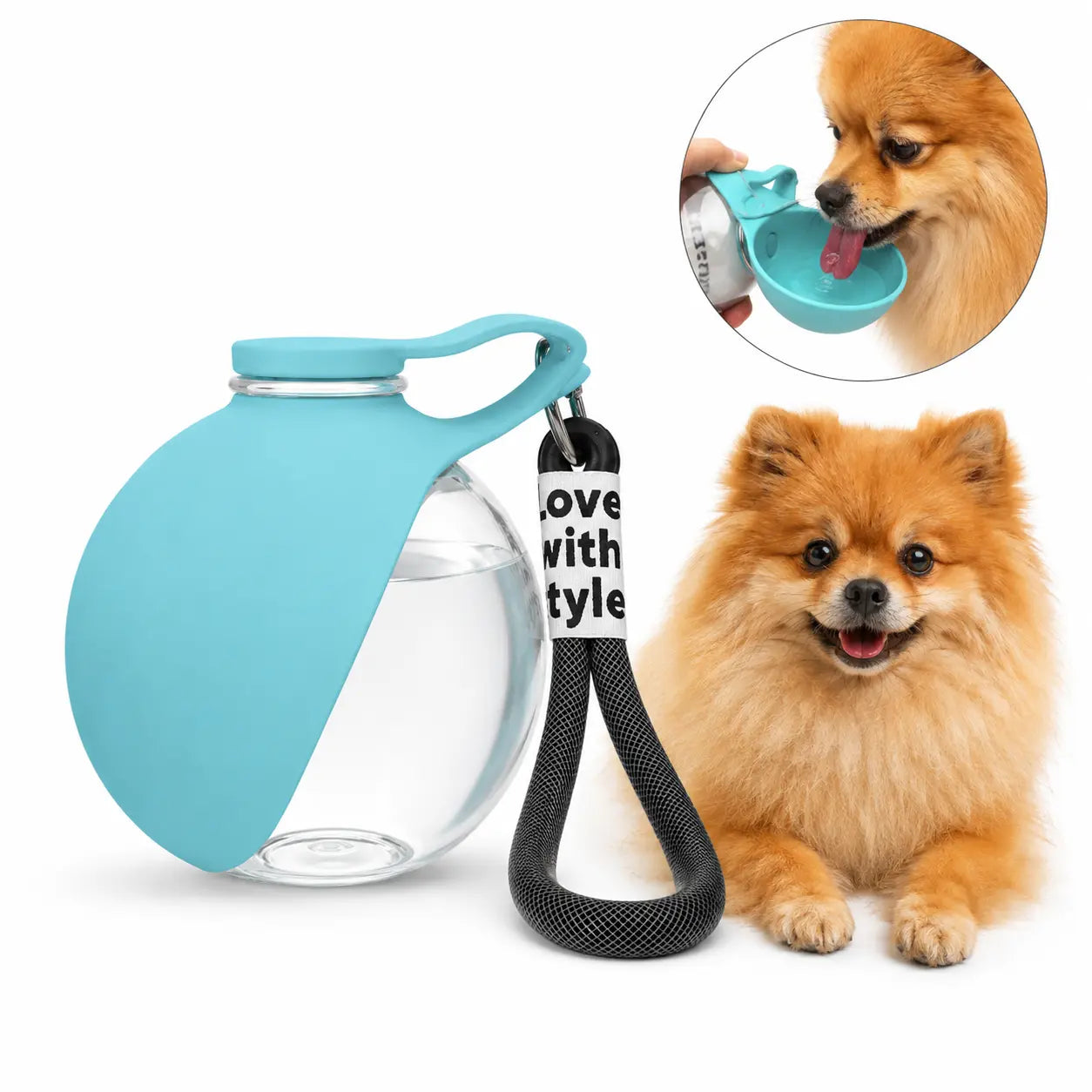 Stainless Steel Mess-Free Pet Water Bottle (285Ml) - Leak-Proof Dog Travel Dispenser with Wheat Straw Bone Poop Bag Holder, Portable Outdoor Pet Cleaning Set for Dogs & Cats, Mess-Free Water Bottles