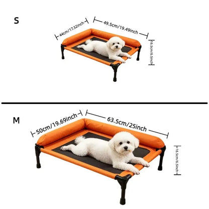 Outdoor Elevated Pet Bed with L-Shaped Neck Pillow, Breathable Mesh, Anti-Slip Feet, Washable, Ideal for Dogs & Cats up to 8Kg, Puppy Bed