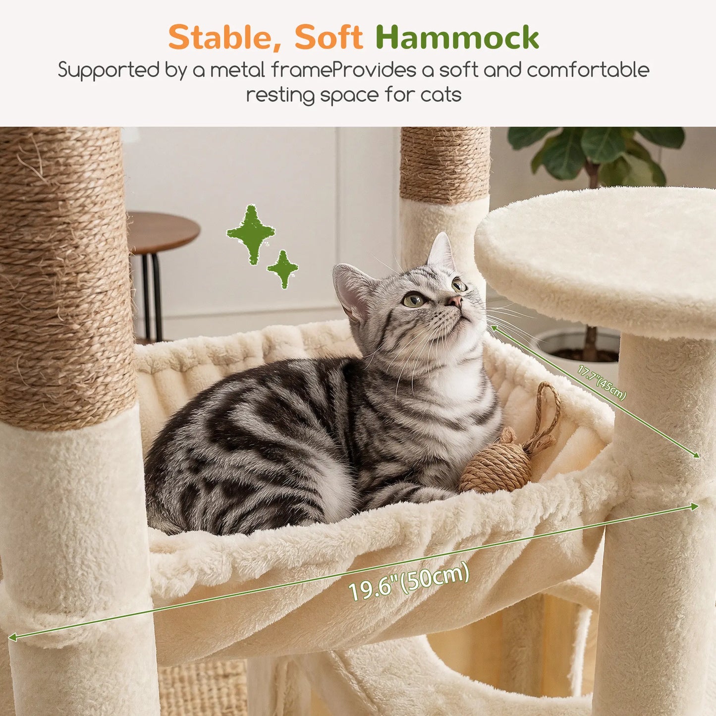 DESKAT 80 Inch Cat Tree for Large Cats, Stable Multi-Level Cat Tree with 2 Condos & Sisal Scratching Posts for 2-3 Cats, Thickened Base Space Saving Cat Tree Tower, F80G