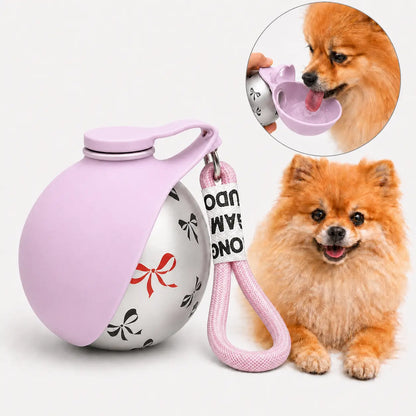 Stainless Steel Mess-Free Pet Water Bottle (285Ml) - Leak-Proof Dog Travel Dispenser with Wheat Straw Bone Poop Bag Holder, Portable Outdoor Pet Cleaning Set for Dogs & Cats, Mess-Free Water Bottles