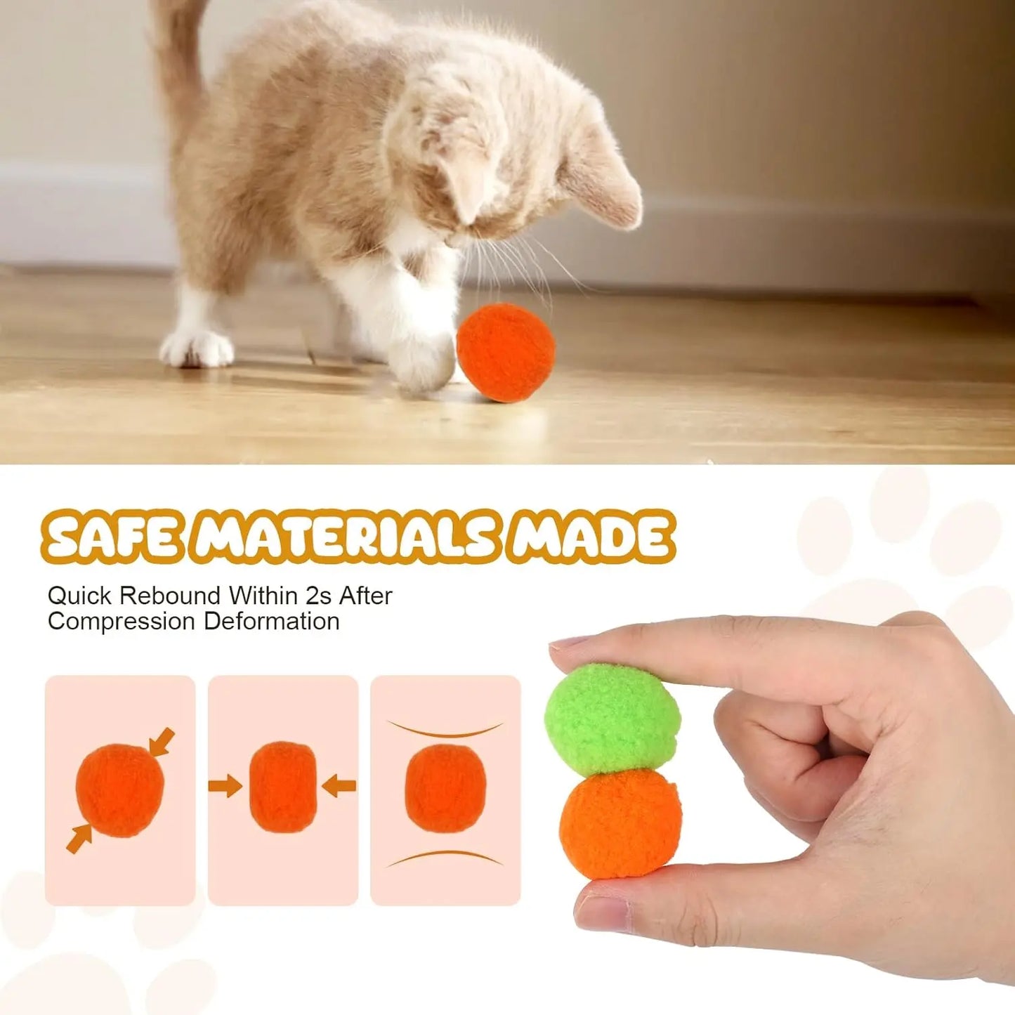 50-Piece Interactive Cat Toy Set with Pom Pom Balls and Launcher for Indoor Use for Adults and Kittens