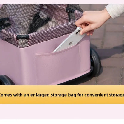 Small Pet Stroller for Dogs Cats Kitten Teddy Kitty, Lightweight Foldable Portable Outdoor Pet Carrier, Easy-To-Carry Small Animal Push Cart
