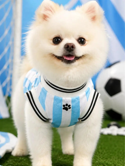 Pet Sports Jersey Shirt for Dogs and Cats, Lightweight Breathable Sleeveless Mesh Puppy Vest, Cute Soccer Style Pet Outfit for Small Medium Pets, Parties, Photos, Walks and Game Day