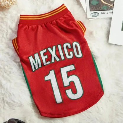 Mexico 15 Pet Jersey Shirt for Dogs and Cats, Breathable Sleeveless Pet Soccer Vest, Lightweight Puppy Sports Outfit for Small Medium Pets, Cute Mesh Dog Cat Clothes for Daily Wear, Photos, Parties and Game Day