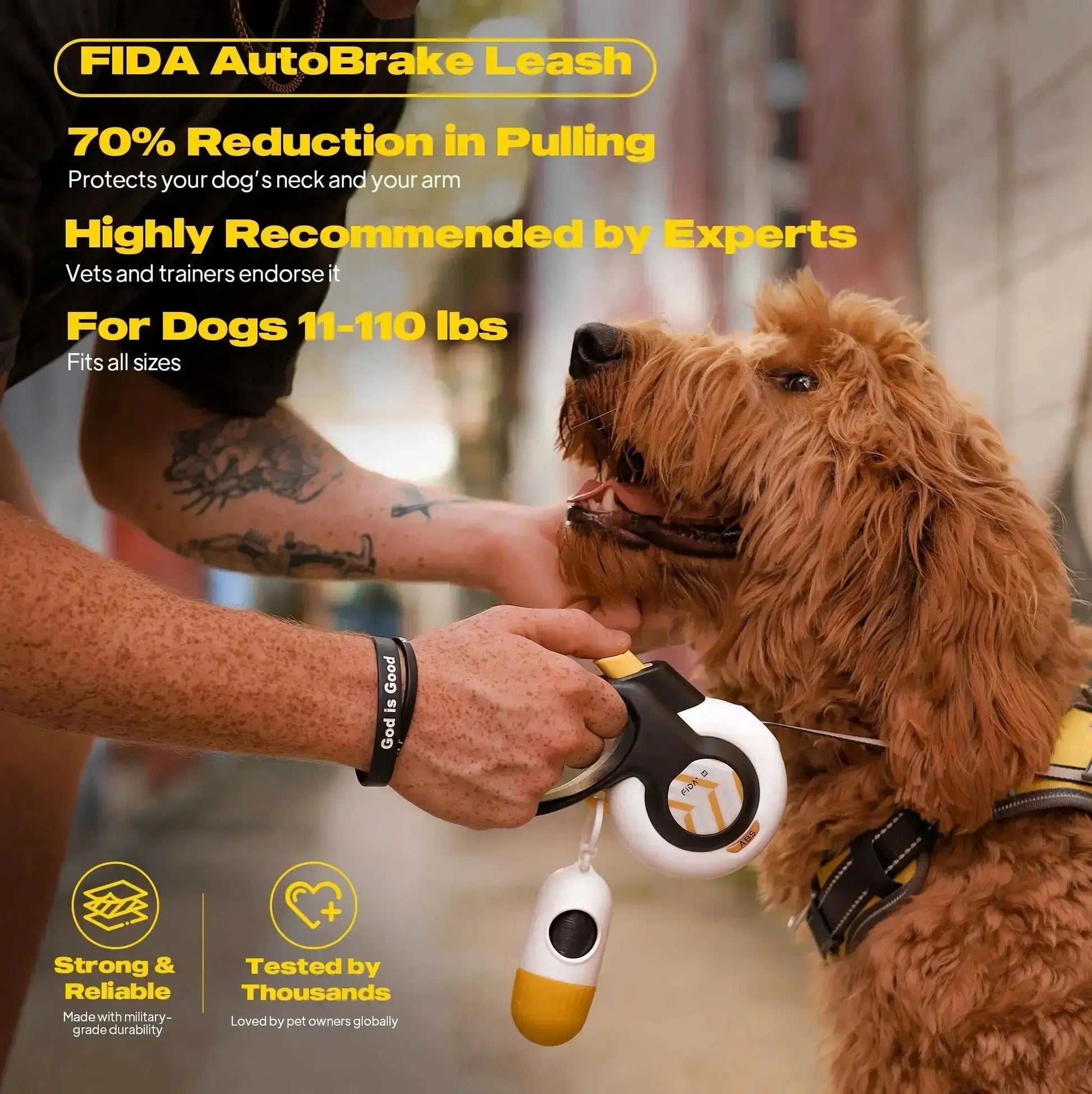 Fida Dog Leash, Autobrake Retractable Leash Patented Design for Dog Pulling, 16 Ft Heavy Duty No Pull Pet Walking Leash for Large Medium Dogs. Tangle Free, One‑Hand Control, Soft Grip#Summervibes #Petlovers