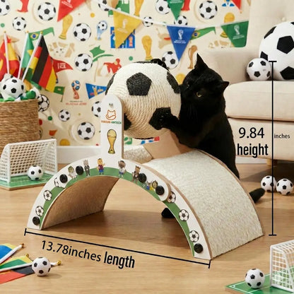 【Dealsforyoudays】 Durable Cat Scratching Post with Soccer Ball - Upgraded Hardened Corrugated Cardboard Arch Bridge - Fun Soccer Themed Cat Furniture Cool Cat Stuff Cat Stuff for Indoor,Summerwins