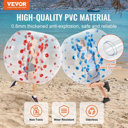 【Dealsforyoudays】Vevor Inflatable Bumper Balls 2-Pack, 5FT/1.5M Body Sumo Zorb Balls for Teen & Adult, 0.8Mm Thick PVC Human Hamster Bubble Balls for Outdoor Team Gaming Play, Bumper Bopper Toys for Garden, Yard, Park