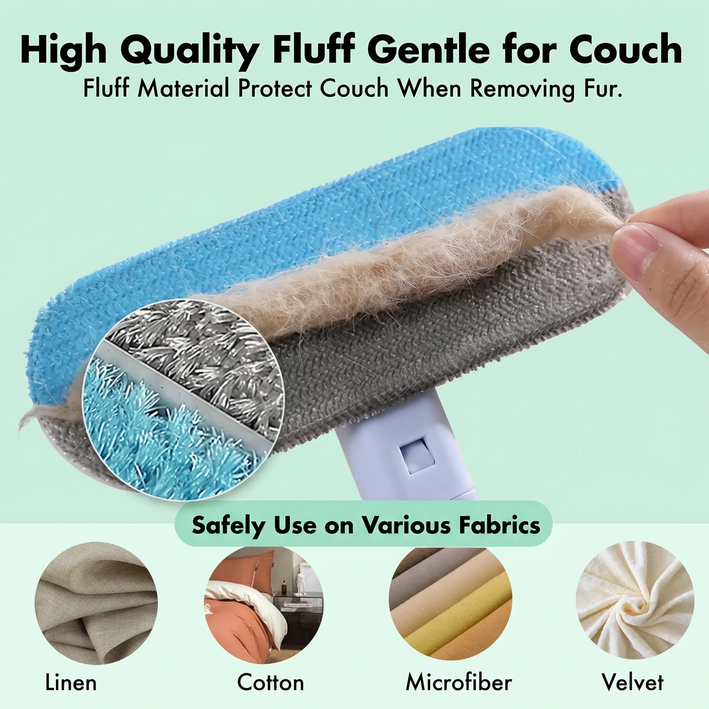 Upgraded Pet Hair Remover Brush, Extra-Long Handle Lint Cleaner, Pet Hair Removal Tool, Washable Multi-Surface Tool for Furniture, Bedding, Clothes & Car Interiors