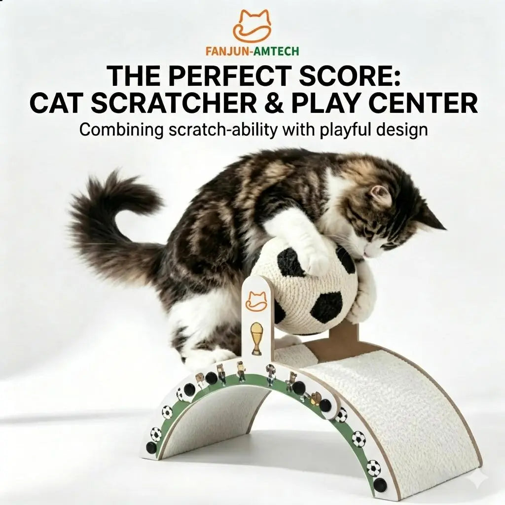 【Dealsforyoudays】 Durable Cat Scratching Post with Soccer Ball - Upgraded Hardened Corrugated Cardboard Arch Bridge - Fun Soccer Themed Cat Furniture Cool Cat Stuff Cat Stuff for Indoor,Summerwins