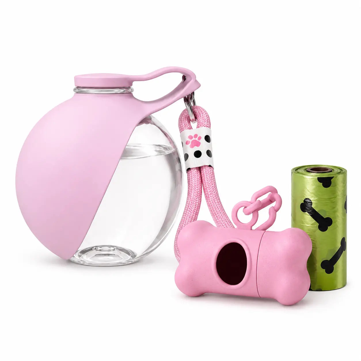 Stainless Steel Mess-Free Pet Water Bottle (285Ml) - Leak-Proof Dog Travel Dispenser with Wheat Straw Bone Poop Bag Holder, Portable Outdoor Pet Cleaning Set for Dogs & Cats, Mess-Free Water Bottles