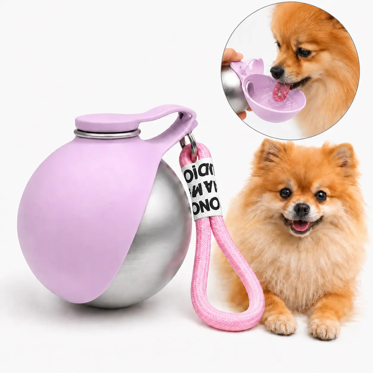 Stainless Steel Mess-Free Pet Water Bottle (285Ml) - Leak-Proof Dog Travel Dispenser with Wheat Straw Bone Poop Bag Holder, Portable Outdoor Pet Cleaning Set for Dogs & Cats, Mess-Free Water Bottles
