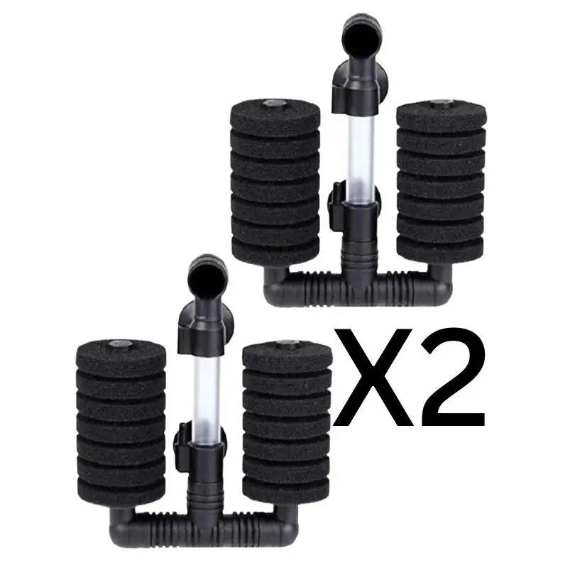 Aqua Dream Dual Head Bio-Sponge Fish Tank Filters Set, 2-Pack Aquarium Pumps & Filters Accessories, Breeding-Safe, Suitable for up to 10-Gal Small Fish Tanks