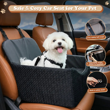 【Dealsforyoudays】 Dog Car Seat for Small Dogs & Cats, All-Season Reversible Design, Enclosed Pet Car Seat with Seat Belt Straps, Non-Slip Waterproof Travel Bed for Car & Outdoor Use Summervibes Petlovers Summerwins