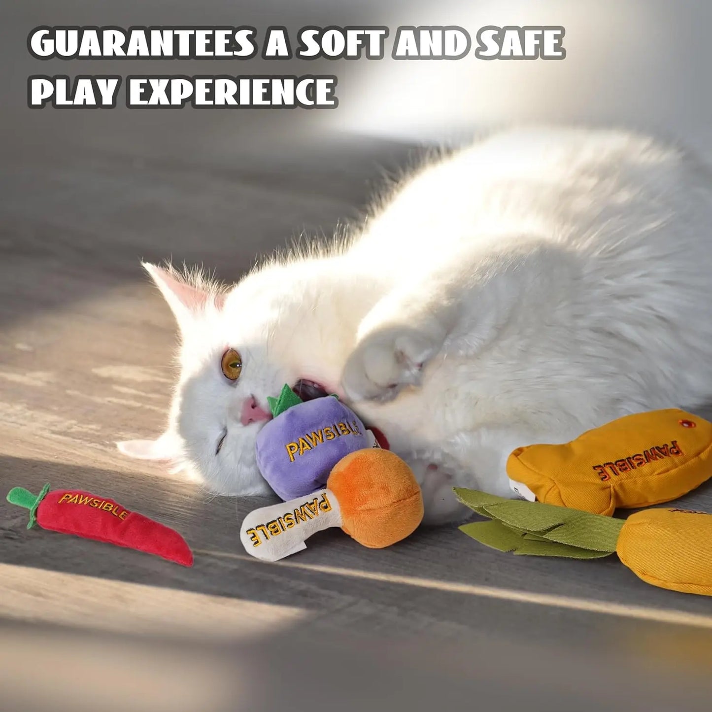 Pawsible 5 Pack Foodie Cat Toy Set, 100% Premium Cat Herb Filling, Natural Stimulation for Cats, Durable for Teething, Perfect Kitten Toy