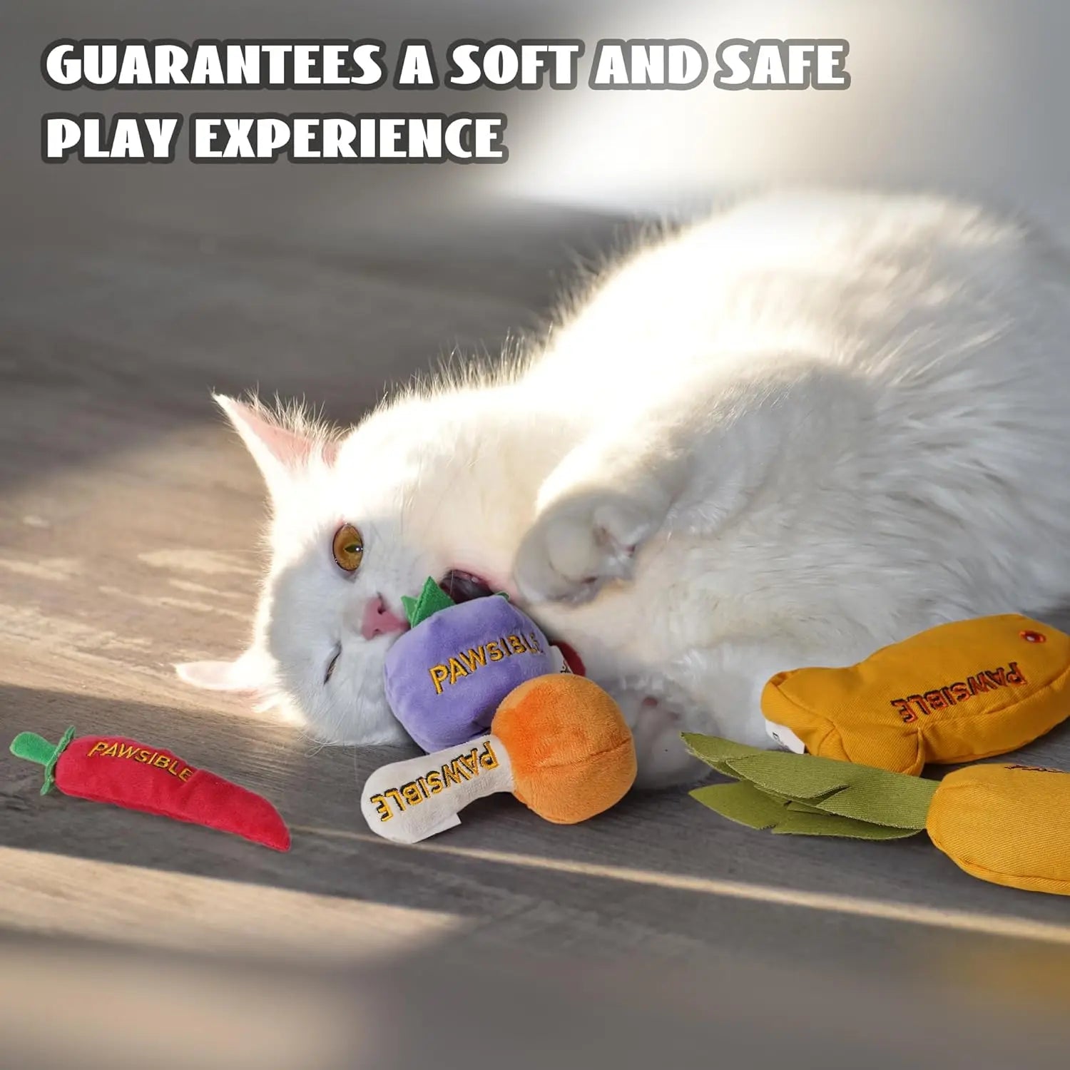 Pawsible 5 Pack Foodie Cat Toy Set, 100% Premium Cat Herb Filling, Natural Stimulation for Cats, Durable for Teething, Perfect Kitten Toy