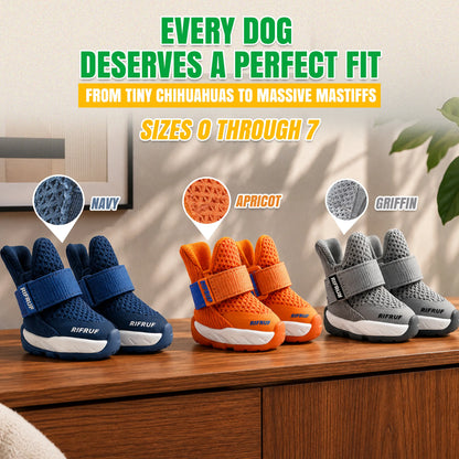 Rifruf Set of 2 Breathable Non‑Slip Pet Shoes – Lightweight Paw Protection Sneakers for Dogs & Cats