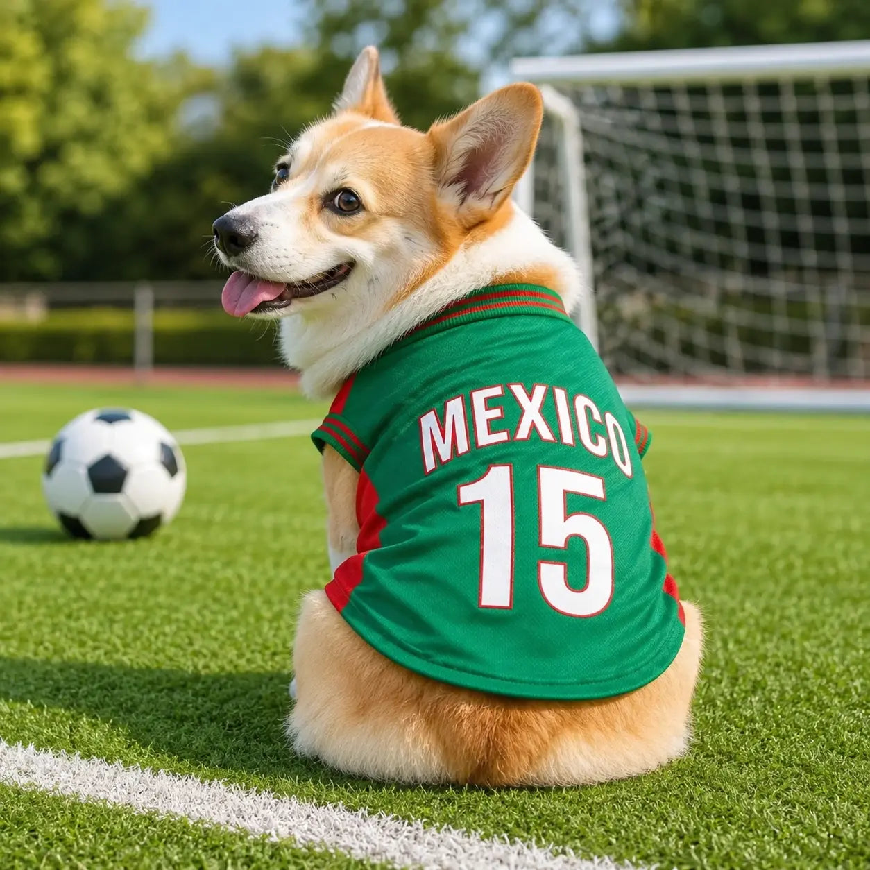 Mexico 15 Pet Jersey Shirt for Dogs and Cats, Breathable Sleeveless Pet Soccer Vest, Lightweight Puppy Sports Outfit for Small Medium Pets, Cute Mesh Dog Cat Clothes for Daily Wear, Photos, Parties and Game Day