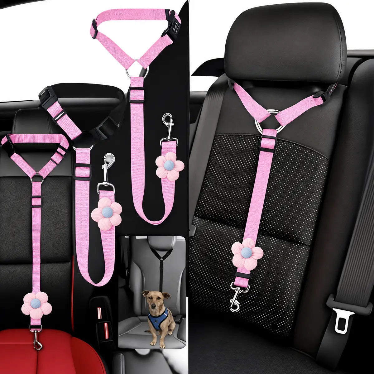 Pawzseek Car SUV Suitable for 1Pc Dog Seat Belt, Used for Vehicle Safety, Pet Car Rope Safety Rope, Seat Belt for Dogs in the Car, Dog Seat Belt Buckle, Dog Car Seat Belt Harness Straps Christmas Gift