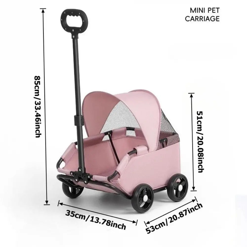 Small Pet Stroller for Dogs Cats Kitten Teddy Kitty, Lightweight Foldable Portable Outdoor Pet Carrier, Easy-To-Carry Small Animal Push Cart