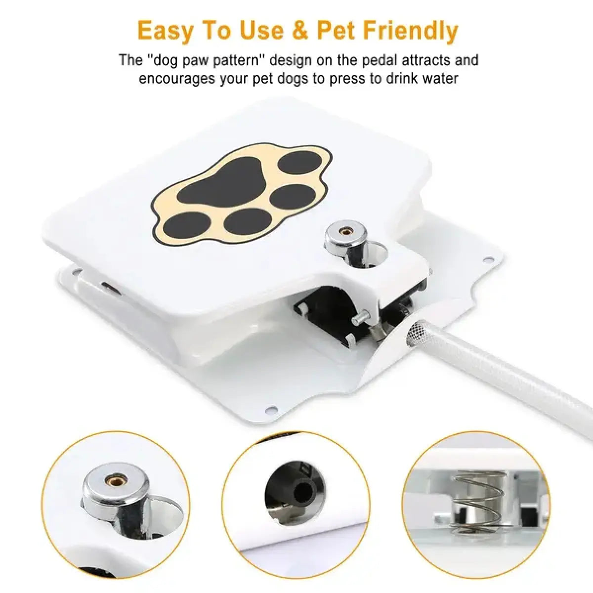 Outdoor Dog Water Fountain Step on - Upgrade Large Dog Sprinkler Drinking Water Dispenser Dog Paw Waterer Activated with Stainless Steel Hose Provides Fresh Water, Sturdy, Easy to Use