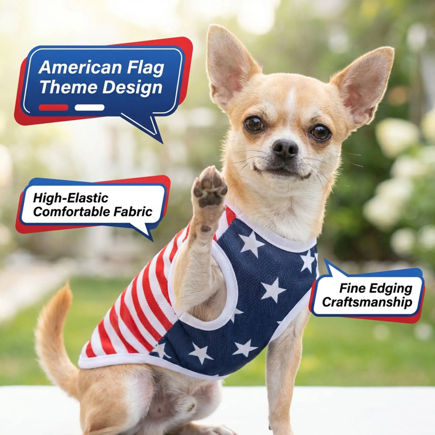 Dog Vest Pet Clothing Puppy Clothes American Flag Style Mesh Breathable Fabric Summer Cool High Stretch Comfort Small Dogs Outdoor Independence Day Costumes