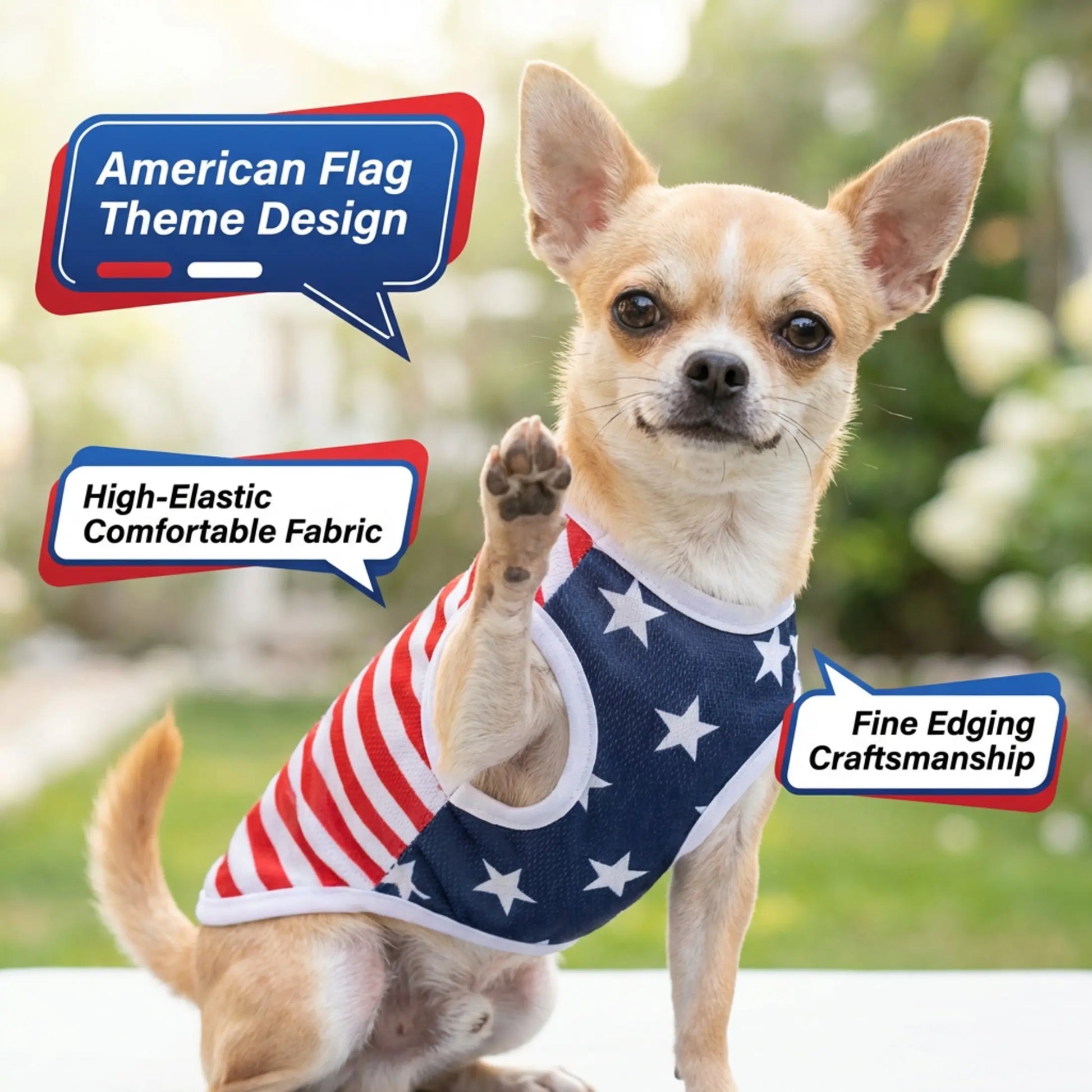 Dog Vest Pet Clothing Puppy Clothes American Flag Style Mesh Breathable Fabric Summer Cool High Stretch Comfort Small Dogs Outdoor Independence Day Costumes