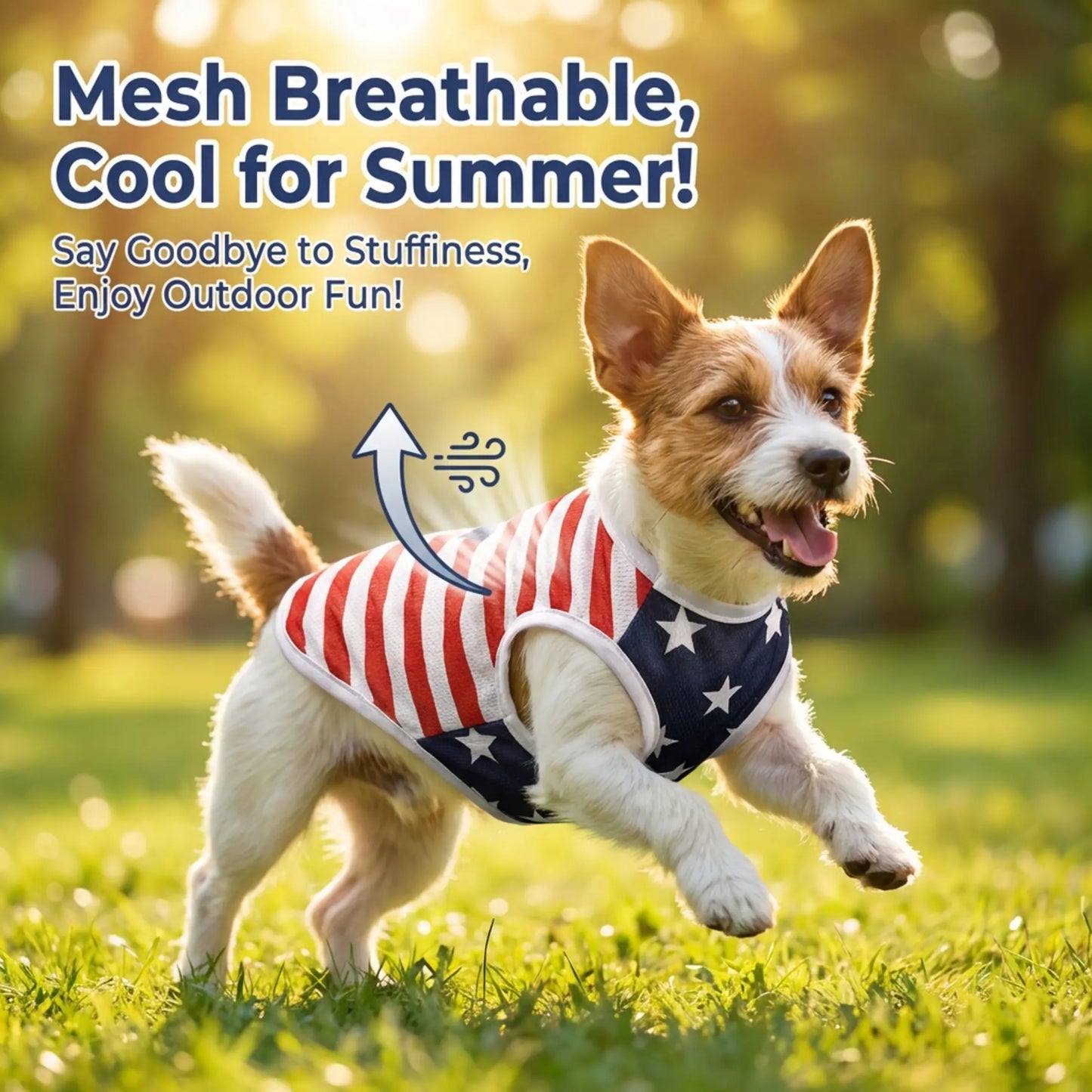 Dog Vest Pet Clothing Puppy Clothes American Flag Style Mesh Breathable Fabric Summer Cool High Stretch Comfort Small Dogs Outdoor Independence Day Costumes