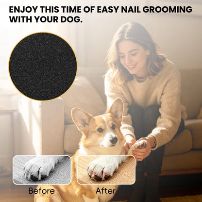 Dog Nail Scratch Board File - 35X25Cm Wooden Retractable Non-Slip Square Tool with Abrasive Texture, Cutable Fabric, Firm Balance, Flexible Resizing, Gentle Filing, Treat-Enabled Claw Grooming for Puppies, Floor Protection Pad Pet