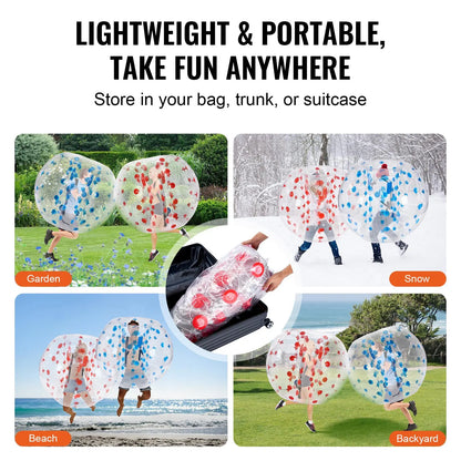 【Dealsforyoudays】Vevor Inflatable Bumper Balls 2-Pack, 5FT/1.5M Body Sumo Zorb Balls for Teen & Adult, 0.8Mm Thick PVC Human Hamster Bubble Balls for Outdoor Team Gaming Play, Bumper Bopper Toys for Garden, Yard, Park