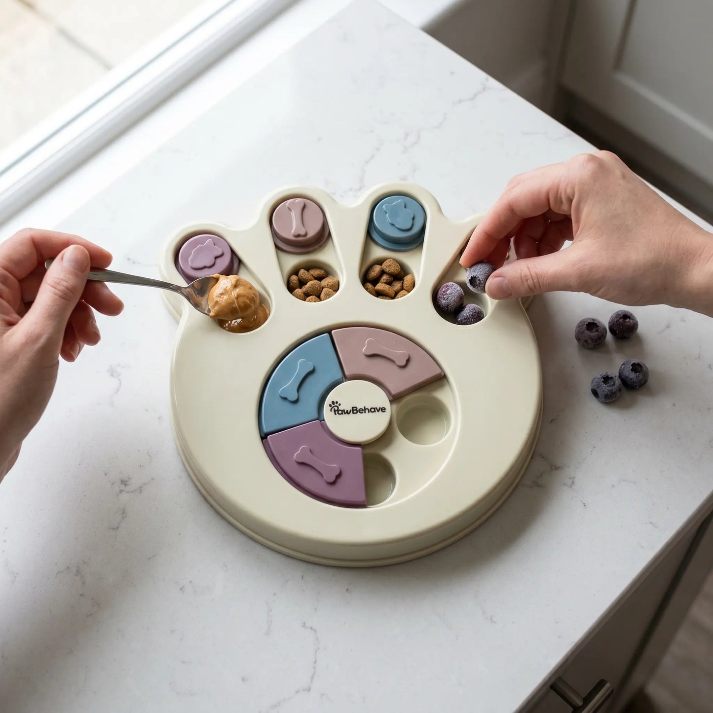 Dog Puzzle Toy & Slow Feeder Bowl - Level 1 Interactive Puppy Treat Dispenser - Mental Enrichment Dog Toy to Prevent Gulping, Promote Healthy Digestion, and Turn Mealtime into Playtime