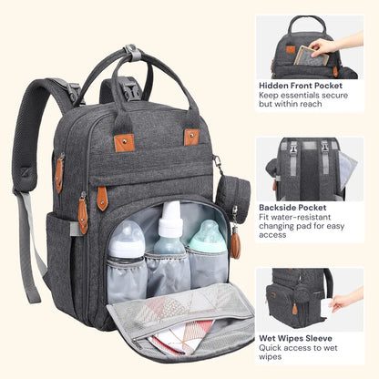 Babbleroo the Original Diaperbag | Multi-Functional Waterproof Travel Tote with Changing Pad Mommy Diaper Bags