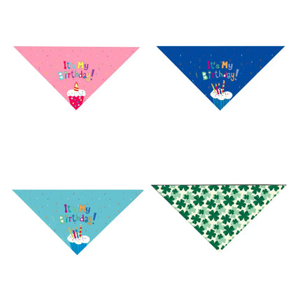 4Pcs American Flag Style Pet Bandanas, Patriotic Triangle Dog Scarves, Adjustable Polyester Pet Bibs for Dogs & Cats, 4Th of July & Daily Decor