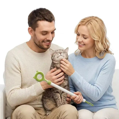 3‑In‑1 Adjustable Cat Massage Wand, Retractable Cat Scratcher Grooming Brush with Dual‑Surface Soft Nubs & Interactive Teaser Strings, Long Handle Pet Self‑Grooming Toy for Indoor Cats Kittens