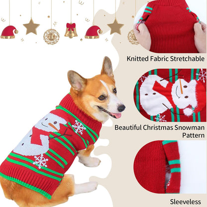 Festive Snowman Sweater for Cats and Dogs (Design 1, Size L)