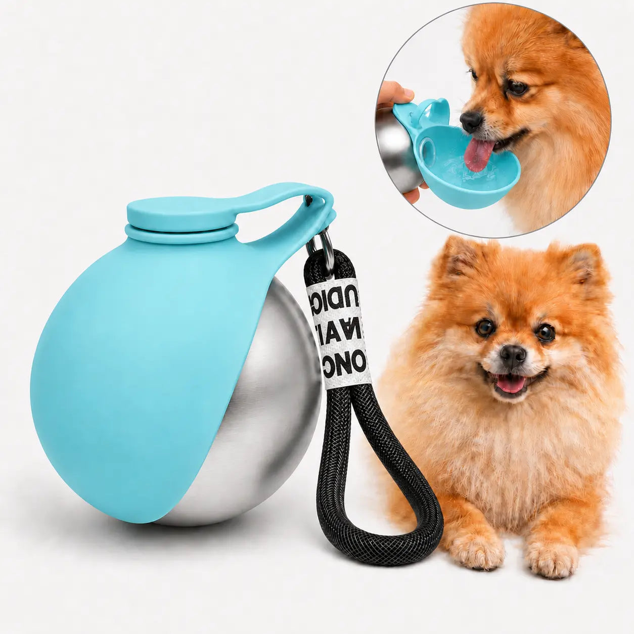 Stainless Steel Mess-Free Pet Water Bottle (285Ml) - Leak-Proof Dog Travel Dispenser with Wheat Straw Bone Poop Bag Holder, Portable Outdoor Pet Cleaning Set for Dogs & Cats, Mess-Free Water Bottles
