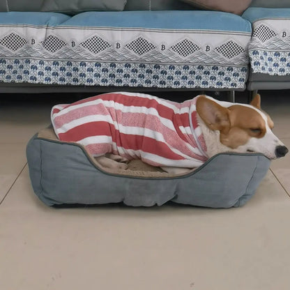 Dog Dress Plush Warm Pet Clothes Husky Clothes Quick Dry Bathrobe Super Absorbent Shower Towel Striped Style Dog Pajamas Sleepwear for Small Medium Large Dogs