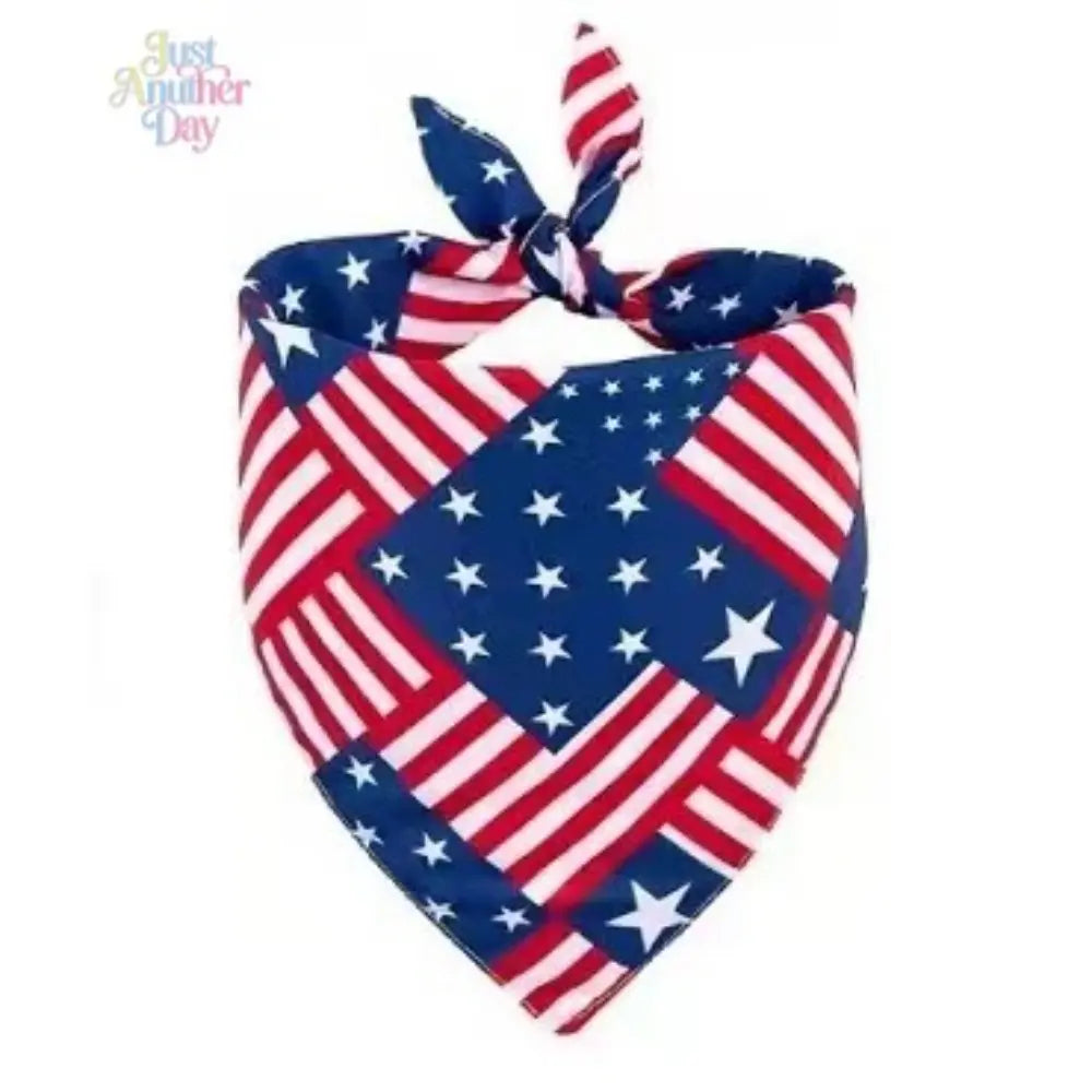 4Pcs American Flag Style Pet Bandanas, Patriotic Triangle Dog Scarves, Adjustable Polyester Pet Bibs for Dogs & Cats, 4Th of July & Daily Decor
