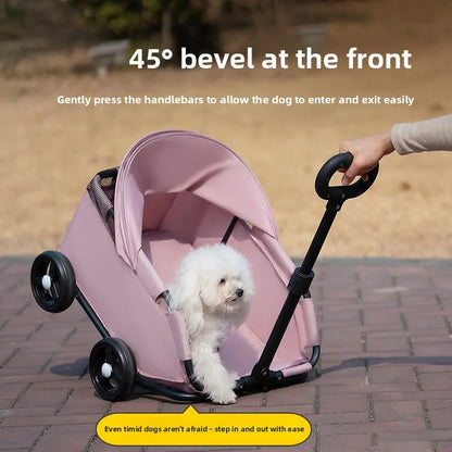 Small Pet Stroller for Dogs Cats Kitten Teddy Kitty, Lightweight Foldable Portable Outdoor Pet Carrier, Easy-To-Carry Small Animal Push Cart